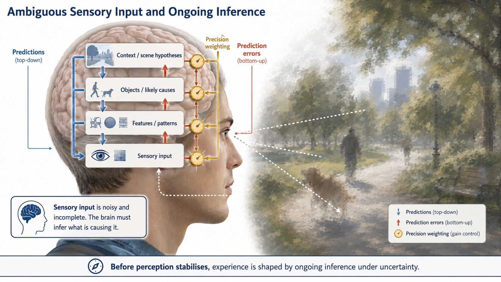 Ambiguous sensory input and ongoing inference figure